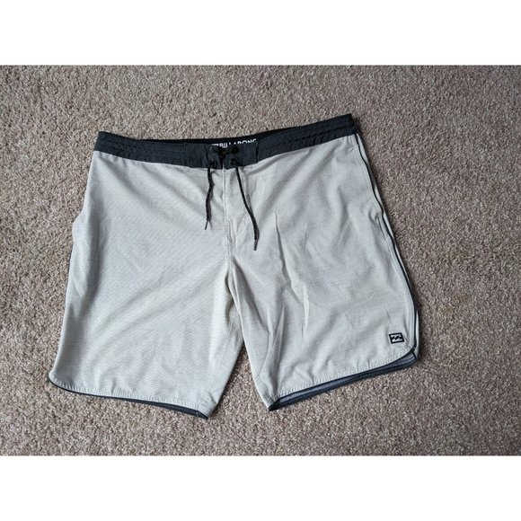 BILLABONG Swim Lo Tides Board Shorts Trunks Gray Striped Drawstring sz 38 - Picture 7 of 11